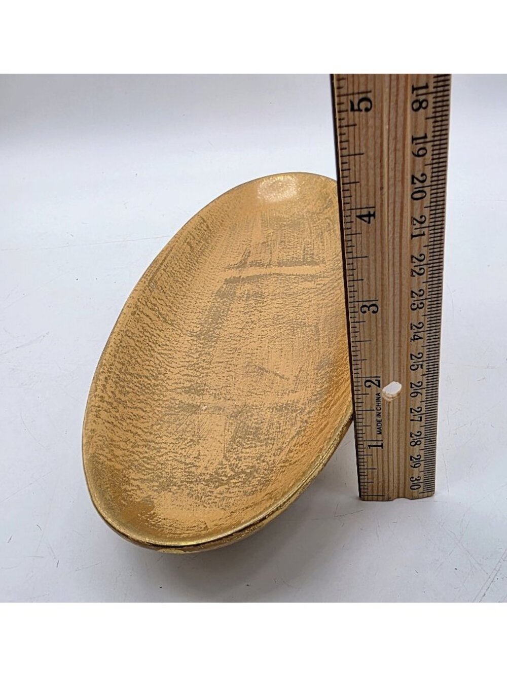 Vintage USA Stangl Pottery Granada Gold on Tan Body MCM Footed Oblong Dish Glam - Picture 10 of 10